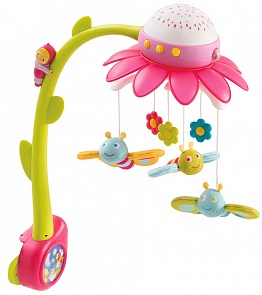 Smoby Мобиль музыкальный на кроватку Цветок, розовый (Smoby, 110112)